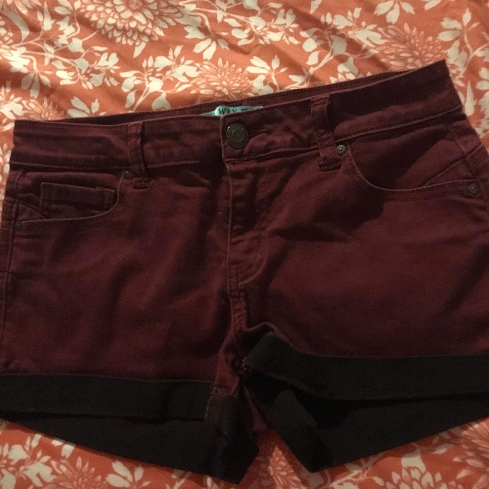 Denim Shorts (Burgundy) - Picture 1 of 4